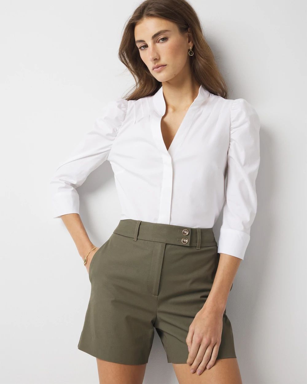 Poplin Ruched Top in Brown main image 0